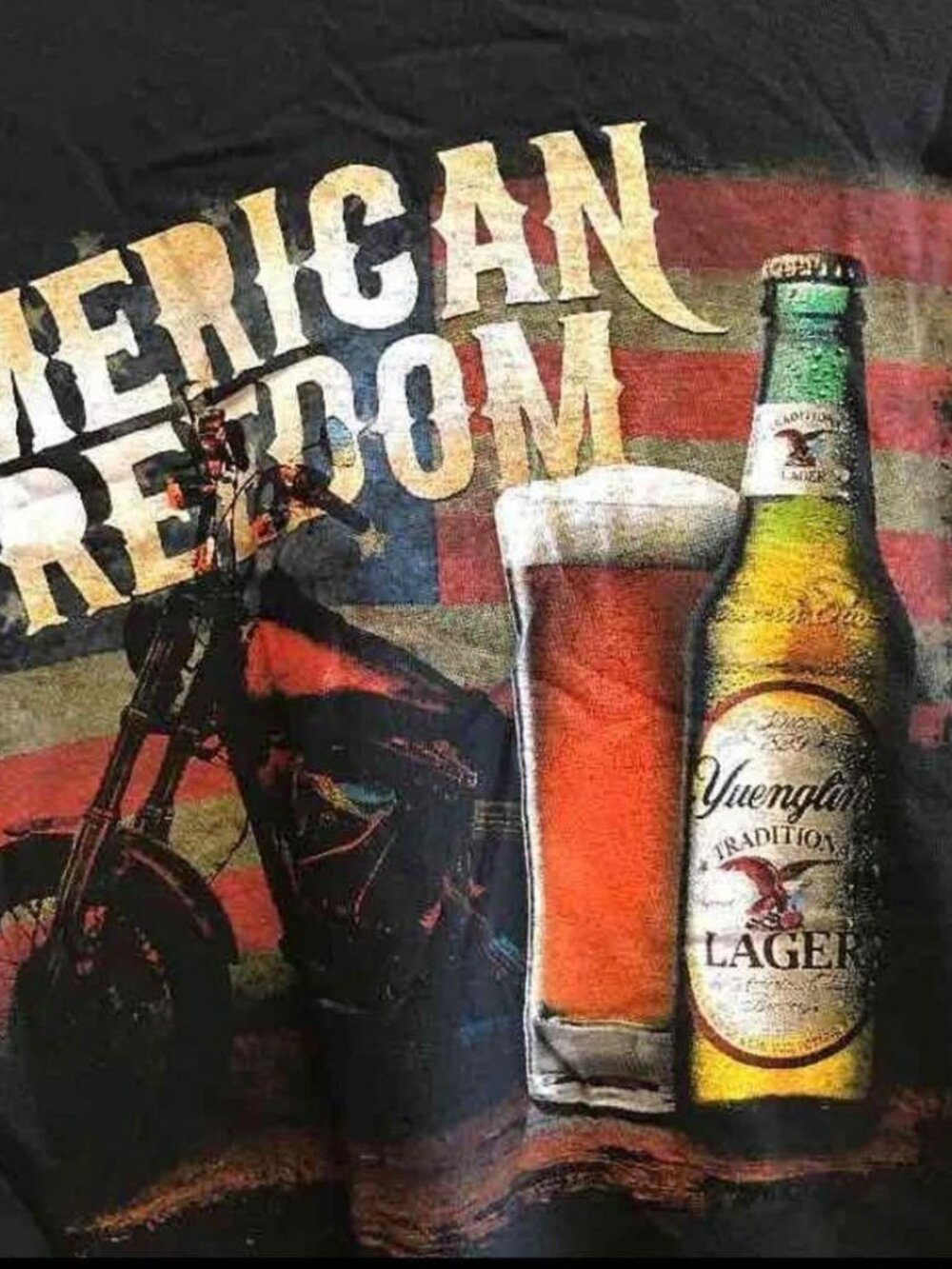 Yuengling American Freedom Graphic T Shirt Black Beer Motorcycle Unisex Large